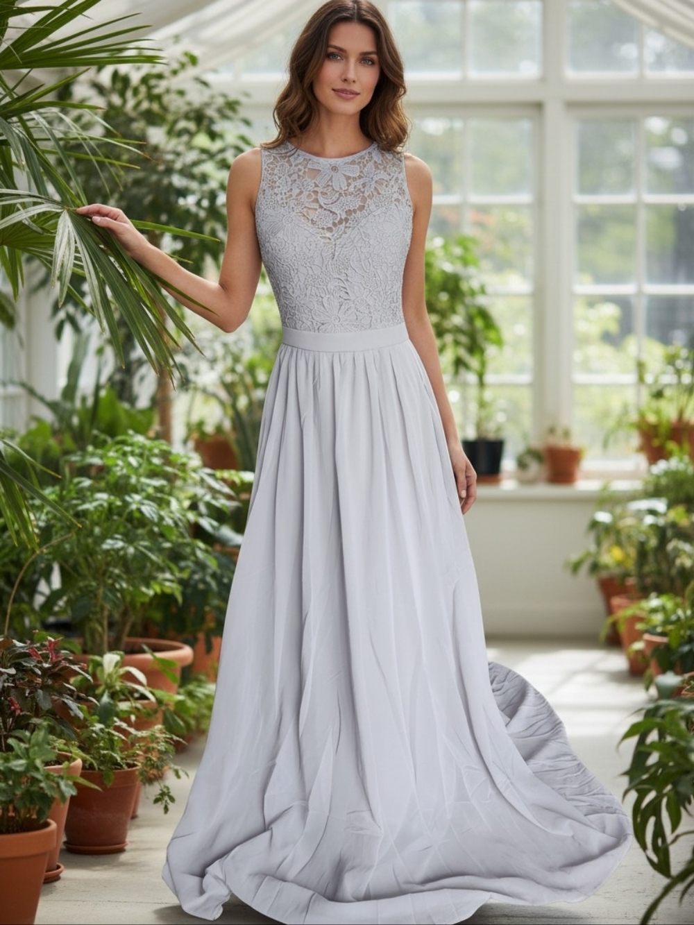 NWT Maniju Lace Bodice Maxi Formal A-Line Gown Sz Sm